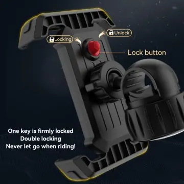 Bike Phone Holder, Motorcycle Phone Mount [Upgraded Lock Button & 360° Rotatable Reinforce Base]-1
