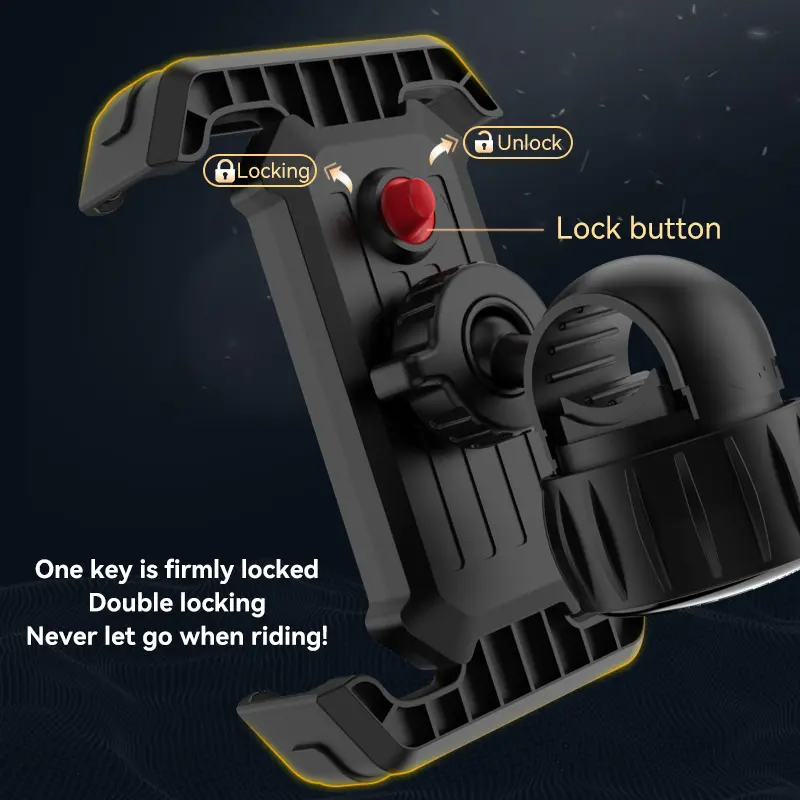 Bike Phone Holder, Motorcycle Phone Mount [Upgraded Lock Button & 360° Rotatable Reinforce Base]-1
